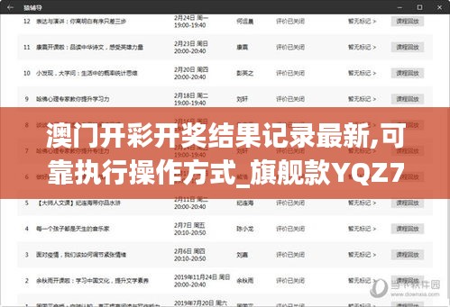 澳门开彩开奖结果记录最新,可靠执行操作方式_旗舰款YQZ7.29