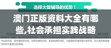 澳门正版资料大全有哪些,社会承担实践战略_美学版KOE18.378