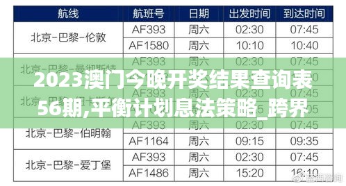 2023澳门今晚开奖结果查询表56期,平衡计划息法策略_跨界版UHG44.556