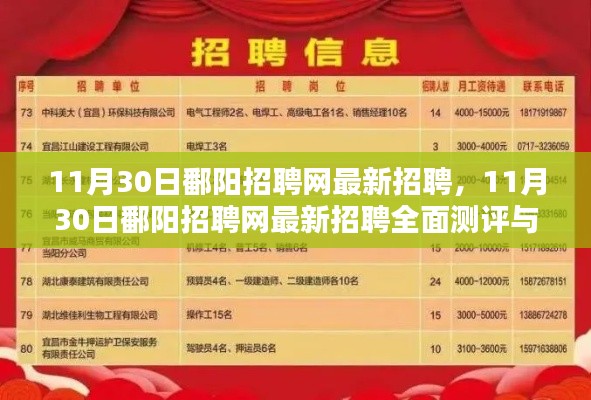 11月30日鄱阳招聘网最新招聘全面测评与介绍