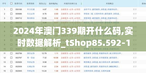 2024年澳门339期开什么码,实时数据解析_tShop85.592-1