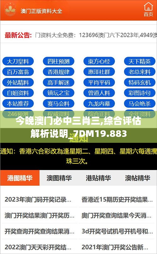 今晚澳门必中三肖三,综合评估解析说明_7DM19.883