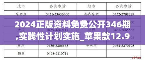 2024正版资料免费公开346期,实践性计划实施_苹果款12.933