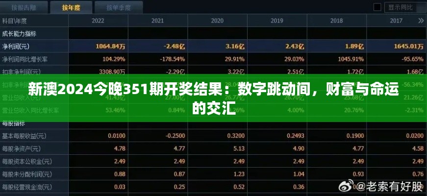 新澳2024今晚351期开奖结果：数字跳动间，财富与命运的交汇