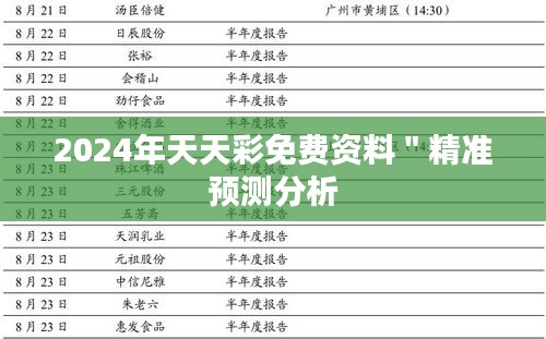 2024年天天彩免费资料＂精准预测分析
