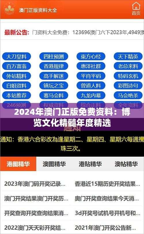 2024年澳门正版免费资料：博览文化精髓年度精选
